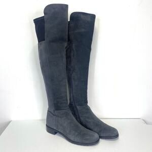 Stuart Weitzman Tall Over The Knee Boots Womens 9M Gray Suede Leather Stretch